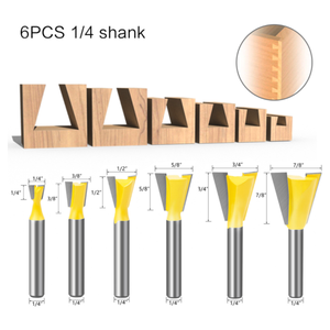 Juego de brocas para enrutador de cola de pato, vástago de 6mm y 6,35mm, L-N029-3, 6 unidades - Product Image 1