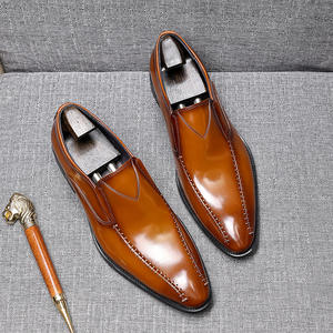 Chaussures décontractées de bureau en cuir véritable faites à la main, élégantes et de haute qualité, à enfiler, pour tous les jours - Product Image 1