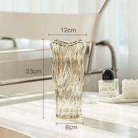 Vase à fleurs en verre transparent nordique cylindrique moderne de 30cm pour décoration de salon et table à manger