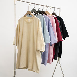 T-shirt da uomo oversize a maniche corte con scollo rotondo in cotone lavato da 260 g/m², alta qualità, personalizzabile, stile streetwear casual. - Product Image 3