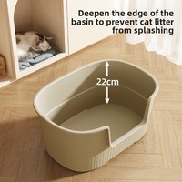 Grande litière semi-fermée pour chat, anti-éclaboussures, entrée basse, sûre pour chatons et chats adultes, facile à nettoyer, accessoire de toilette pour animaux de compagnie