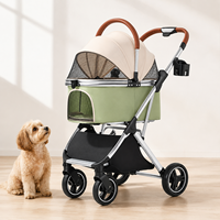 Poussette tout-terrain pliable pour animaux de compagnie, chariot pour chien et chat, porte-animaux détachable, 4 roues, frein à un pied, design de luxe, vente en gros OEM