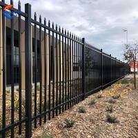 Panneau de clôture en acier thermolaqué noir avec 2/3 rails, design à pointe de lance/plate/courbée pour jardin extérieur