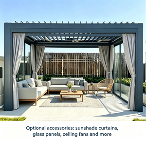 Pergola extérieure motorisée à lames orientables en aluminium, style moderne, gazebo sur mesure, <span class=keywords><strong>pavillon</strong></span> de patio auto-installable résistant au vent et à la neige - Product Image 3