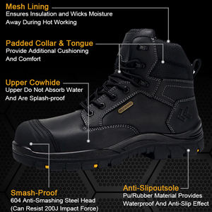 รองเท้าบูททำงาน ANTENG แบบสั่งทำพิเศษ หนังแท้ ป้องกันการกระแทก ป้องกันไฟฟ้าสถิต พื้นรองเท้ายางแบบมีเบาะ ทนทาน รองเท้าบูททำงานแบบสั่งทำพิเศษ - Product Image 3