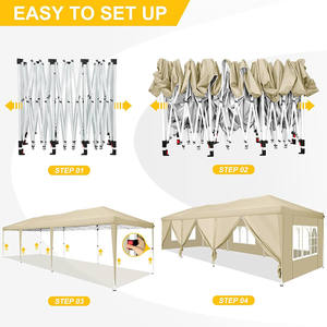 Patio extérieur pelouse jardin étanche avec 6 parois latérales tente de fête 10x30ft Pop up auvent extérieur camping auvent tente - Product Image 5