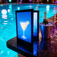 Menu de boissons de luxe en similicuir A4 à 4 faces avec éclairage LED et verseur intégré pour bars, hôtels et boîtes de nuit