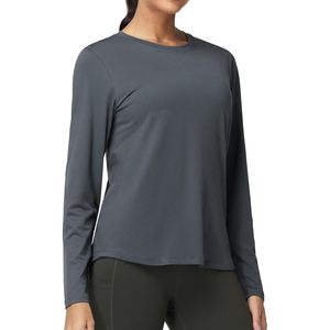 Camiseta Deportiva de Manga Larga para Mujer, Cuello Redondo, Tejido de Secado Rápido, UPF 50+, Ligera, para Correr, Color Sólido, Corte Holgado - Product Image 2