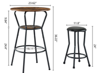 Ensemble Table et chaise de Bar rond, assemblage facile table et chaise de bistrot