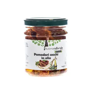 Pomodori secchi in olio extra vergine di oliva biologico 170g sapori italiani vegani conservati naturalmente in barattolo di vetro riutilizzabile/riciclabile