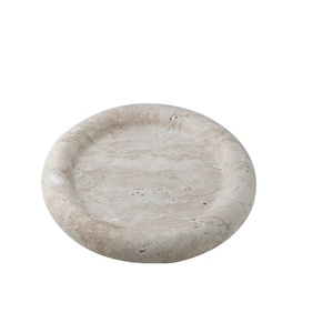 นอร์ดิกธรรมชาติหิน Travertine งานฝีมือรูปไข่ซีเมนต์กลิ้งสูบบุหรี่หินอ่อนหินถาดชา - Product Image 1