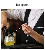 Cuillère à cocktail torsadée avec passoire intégrée, style japonais, écologique, en acier inoxydable 430, 300 mm (12 pouces)