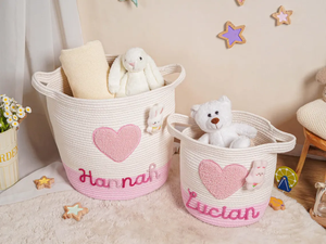 Heart <strong>Valentine</strong> Gift Cotton Rope Basket Home Laundry <strong>Hamper</strong> Toys Nursery <strong>Hamper</strong> Laundry Basket with Handles - Product Image 6