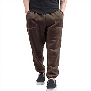 Pantalon de jogging décontracté en coton marron pour homme, taille élastique, poches latérales, tricoté mi-lourd pour l'automne - Product Image 6