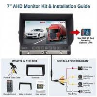 Moniteur AHD IPS 7 pouces 700 nit | Enregistrement DVR H.264 | Écran partagé 2 voies | Prise d'aviation 4 broches pour ambulance et fourgon frigorifique E-MARK