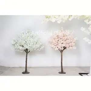 Peças árvore branco rosa madeira tronco artificial flor de cereja árvore para casamento