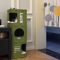 Neues dickes, mehrlagiges Filz-Katzenbett, ganzjährig nutzbares, isoliertes Katzenhaus aus Filz mit Kletterbrett