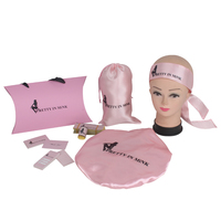 Boîte d'emballage en Satin pour perruques de cheveux, Logo personnalisé, nom de marque, Bonnets vierges et écharpe de bord
