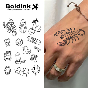 Autocollants de <span class=keywords><strong>tatouage</strong></span> semi-permanents Boldink pour petits animaux, dessin animé, imperméables, résistants à la transpiration, d'une durée allant jusqu'à deux semaines, pingouin, chat - Product Image 4