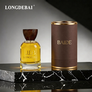 Flacone di Profumo Rotondo di Lusso in Vetro Vuoto con Pompa Spray Trasparente 30ml 50ml 100ml con Confezione Regalo e Tappo in Legno - Product Image 1