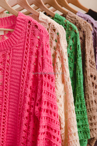 Haut en tricot ajouré au crochet pour <span class=keywords><strong>femme</strong></span>, col rond, ample, style plage, personnalisé, grande taille, <span class=keywords><strong>pull</strong></span> décontracté - Product Image 5