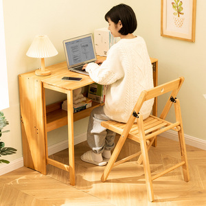 DISHI bambù scrivania pieghevole metà secolo moderna scrivania del Computer per casa ufficio camera da letto piccoli spazi - Product Image 3