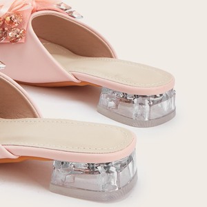 Chaussures <span class=keywords><strong>à</strong></span> talons hauts pour filles, nouvelle collection printemps 2026, plateforme haute, dentelle florale, fleurs en cristal, pantoufles décontractées pour enfants - Product Image 3