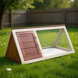 กรงกระต่ายทรงสามเหลี่ยมไม้สีน้ำตาล D0100HHY136 ที่อยู่อาศัยสัตว์ที่เป็นมิตรกับสิ่งแวดล้อม - Product Image 2