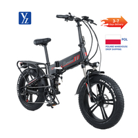 Armazém da ue ebike 1000w, suspensão completa, 48v, 15/17ah, pneu gordo, bicicleta elétrica, disco de freio, 20 polegadas, dobrável, bicicleta elétrica