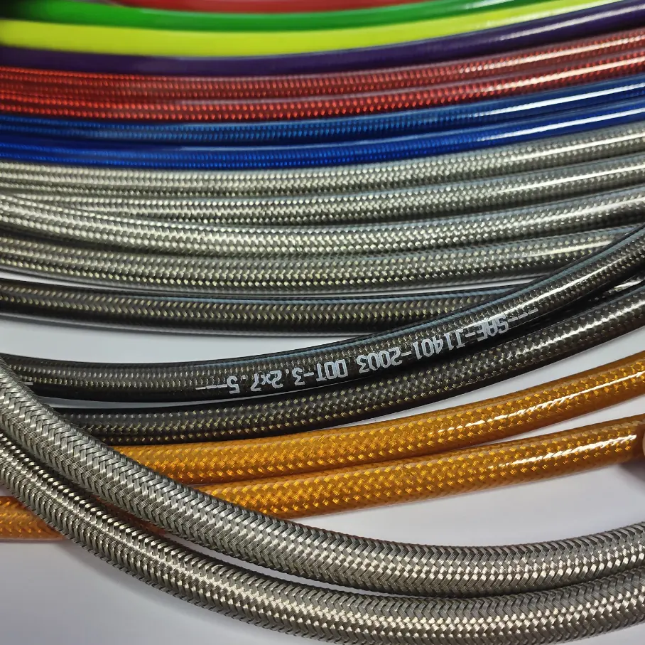 Custom logo length an3 -3 stainless steel braided ptfe brake line motorcycle brake hose cable