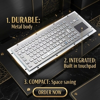 Teclado Industrial Metálico Sellado Anticorrosión con Diseño OEM Personalizable, Panel Táctil Integrado, Interfaz USB, Certificado CE/FCC
