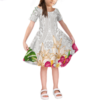 2021 Nieuwe Zomer Prinses Meisjes Jurk Hoge Kwaliteit Polynesische Hibiscus Bloemen Schattige Jurk Kinderen Verjaardag Party Kleding Vestidos