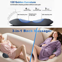 Coussin lombaire chauffant 3 modes avec airbags vibrants pour le massage et le soutien du bas du dos en lit, soulageant les douleurs lombaires