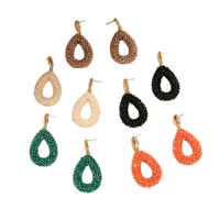 Gaovo Boucles d'oreilles pendantes goutte d'eau en perles de rocaille faites à la main, style Bohème Chic Tendance Unique, Bijoux d'oreille de mode pour la vente en gros transfrontalière