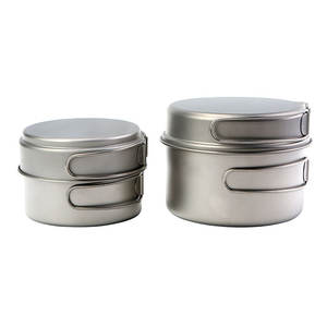 Acampar al aire libre Picnic Mochilero Ultraligero 4PCs Olla portátil Sartén Titanium Pot Pan Set con mango plegable - Product Image 5