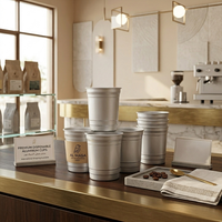 Gobelets en aluminium recyclables, étanches, écologiques, incassables, adaptés aux aliments, pour cafés, traiteurs, fêtes, avec logo personnalisé, jetables