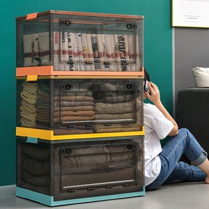 Caja de Almacenamiento Plegable 27/40/56/88/120L, Organizador Moderno y Sostenible de Plástico Transparente con Tapa, Multifuncional con Ruedas para Ropa - Product Image 2