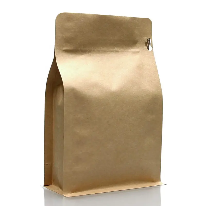 Bolsa de café eco friendly com ziplock, embalagem baixa plana, 100%, compostável, biodegradável, sacos de papel de café no atacado