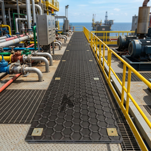 Tapis de protection du sol à connecteurs simples - Conception de bande de roulement diamantée double face <span class=keywords><strong>en</strong></span> UHMWPE, supporte des charges de 150 tonnes sur pelouses et terrains <span class=keywords><strong>en</strong></span> terre battue - Product Image 6