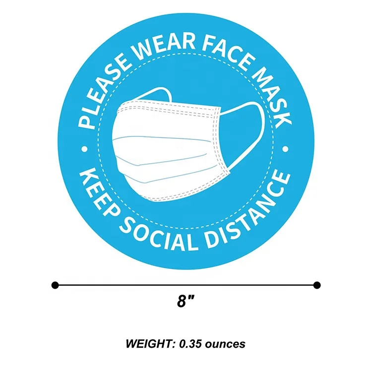 Двусторонняя, пожалуйста, носите, лицевая часть, защитный колпак знак виниловая 8 "оконном стекле или из ламината общественная безопасность социальных отдаление наклейка