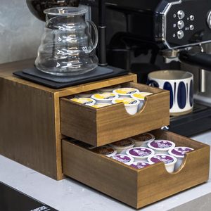 Support de rangement rectangulaire en bois pour dosettes de café K-cup, tiroir de rangement pour petites surfaces, organisateur de comptoir pour café et thé - Product Image 2