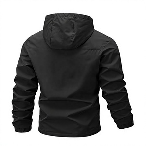 Chaqueta con Capucha para Hombre, Negra, Sólida, de Tejido Softshell, con Cierre de Cremallera, Impermeable, Resistente al Viento, Transpirable, para Todas las Estaciones, Uso en Exteriores, Corte Regular - Product Image 2