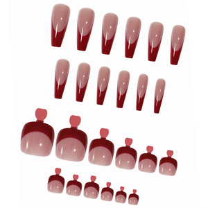 48 faux ongles ABS français en forme de cercueil à presser, couvrance totale, avec colle pour salon - Product Image 3