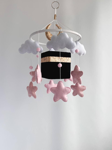 Articles cadeaux personnalisés uniques Kaaba, décoration murale pour chambre d'enfant, <span class=keywords><strong>cube</strong></span> musical islamique rose en feutre, mobile Coranique Mekka pour bébés filles - Product Image 5