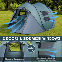 Tenda Camping Otomatis Oxford Lapis Ganda Dua Pintu Tahan Air Satu Kamar Tidur Tempat Berlindung Keluarga Empat Musim Luar Ruangan