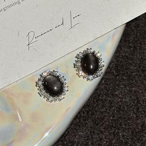 Boucles d'oreilles ovales tendance en argent pur S925 Wenchi, design de niche, style vintage et élégant, pour soirées, modèle 22073 - Product Image 4