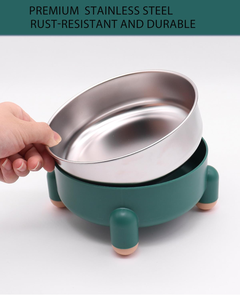 Elevated Dog Bowl Eco-Friendly <b>Large</b> Stainless Steel Easy-Cleaning Pet Feeding Bowl with No-Slip High Foot Plastic Holder - Product Image 3