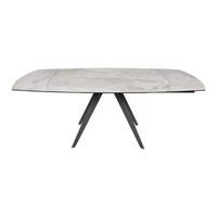 Dessus d'épaisseur de 12 mm fabriqué par la Chine Table à manger en marbre de pierre frittée en céramique avec pied en métal noir
