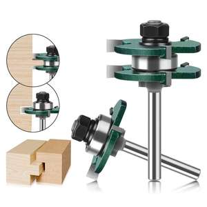 Fraises à bois de type « T » à 3 dents, tige de 12 mm et 1/2 pouce, jeu de fraises à rainurer et à languettes réglables, outils de travail du bois - Product Image 4