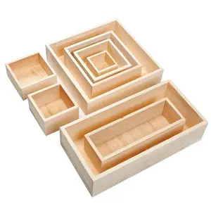 Kotak penyimpanan kayu Basswood penyimpanan kualitas tinggi logo kustom kotak hadiah kayu